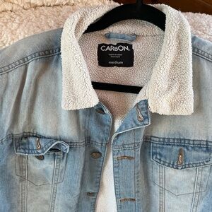 Carbon Women's Denim Jacket with Sherpa Collar